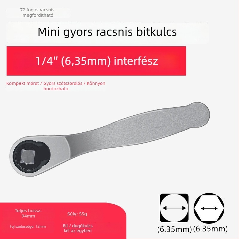 Új 2–in–1 kattintós kulcs bit-tartóval, mini kattintós kulcs és csavarhúzó, kétirányú gyorskulcs