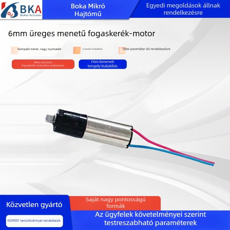 6 mm-es üreges kupás fogaskerék motor, fejével fémlappal, AI házi kedvenc asztali mikrorobot társ