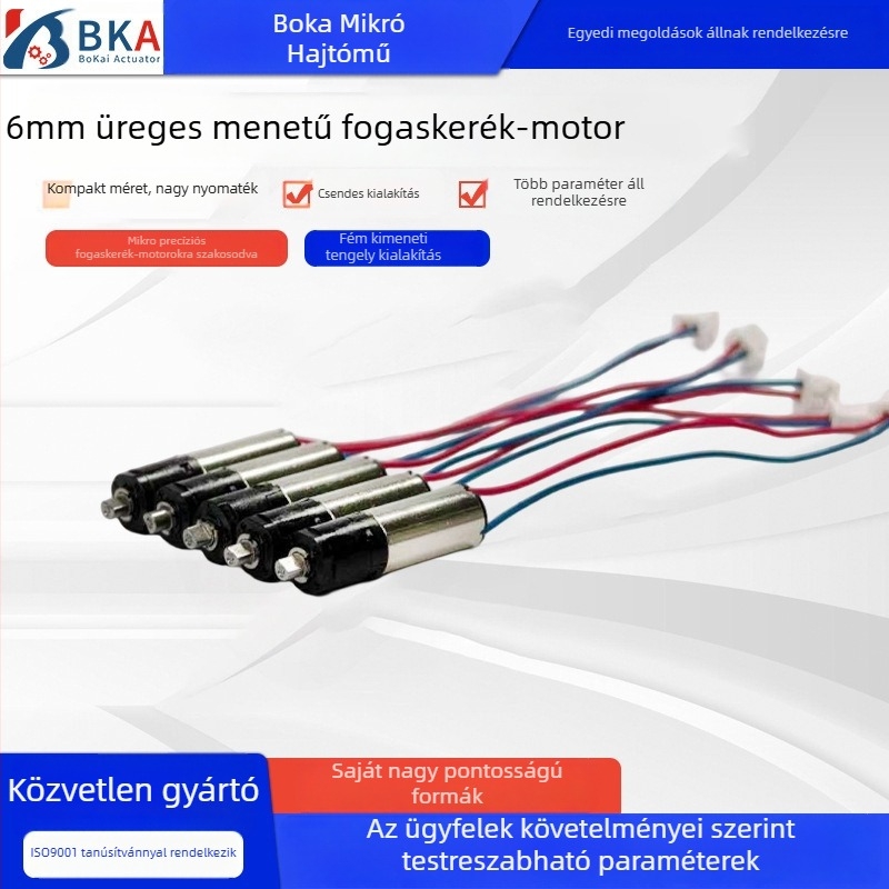 6 mm-es üreges kupás fogaskerék motor, fejével fémlappal, AI házi kedvenc asztali mikrorobot társ