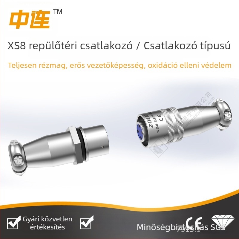 Ipari osztály XS8 repülőcsatlakozó, robbanásbiztos, lángálló és vízálló, új energia töltőoszlophoz, női és férfi