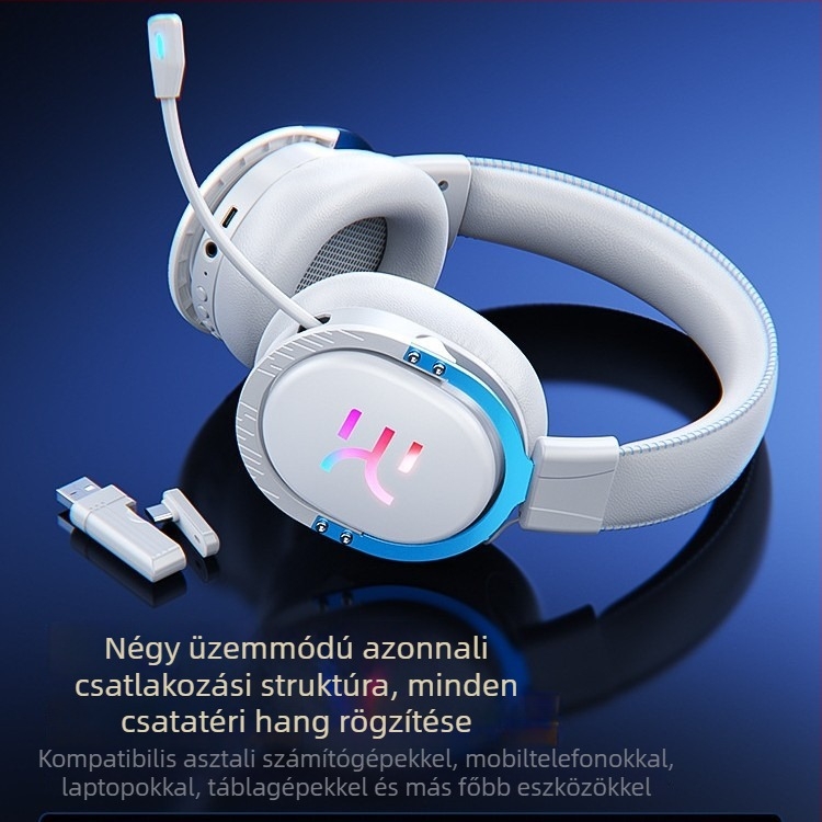 Golden Fortune GX01 Fejhallgató játékhoz, fejre illeszkedő, négy móddal – Esports, Bluetooth 5.0, vezeték nélküli sztereó, 8+ óra üzemidő, PC-kompatibilis