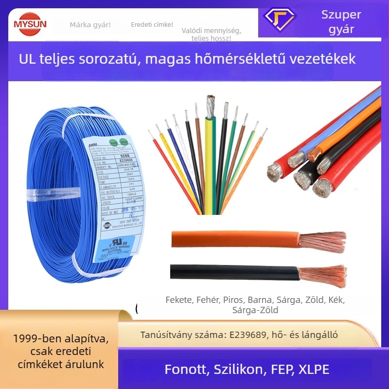UL-listázott puha szilikon huzal, PTFE szigetelés, XLPE magas hőmérsékletű huzal energia-tároláshoz, lítium akkumulátorok és drónok számára