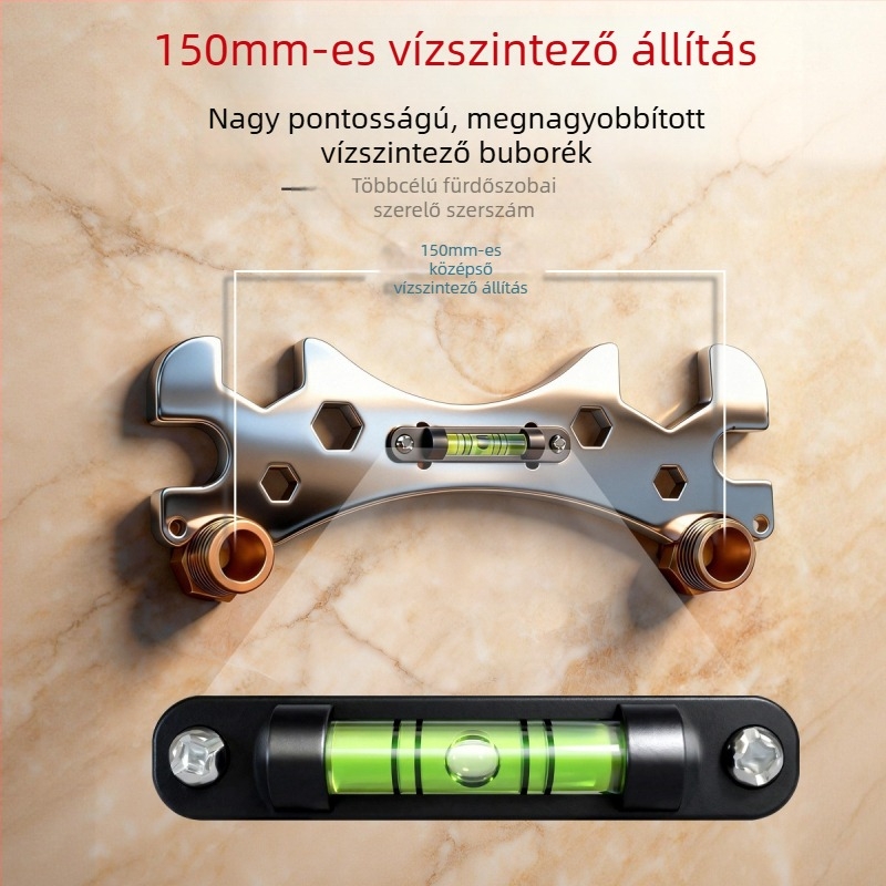 Rozsdamentes acél fürdőszobai kulcs, multifunkcionális vastagított szintmérővel zuhanytelepítéshez