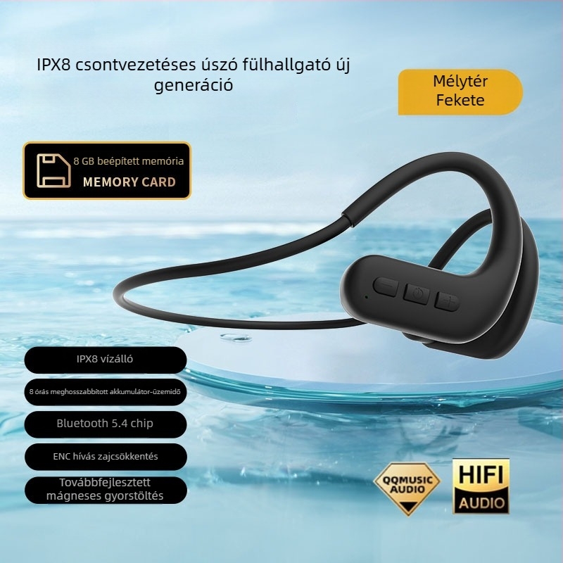 Csontvezetéses Bluetooth fülhallgató, vízálló, sporthoz és futáshoz, 8 GB beépített memóriával