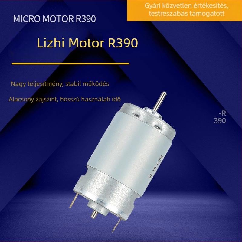 R390 mikromotor kefés DC motor RC autókhoz, levegőtisztítókhoz és hajcsavaró készülékekhez