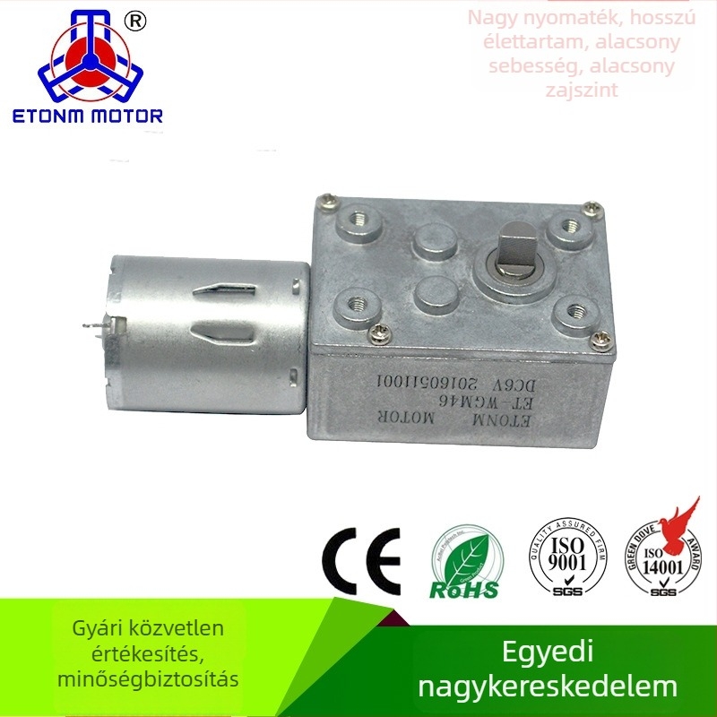 WGM46A csavarorsós hajtómű motor önzáró kefés motorral, 24V mikro motor, nagy nyomaték, alacsony zaj