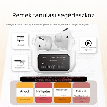Vezeték nélküli Bluetooth fülhallgató intelligens kijelzővel és beépített memóriával, előadásokhoz, zenéhez és e-könyvekhez