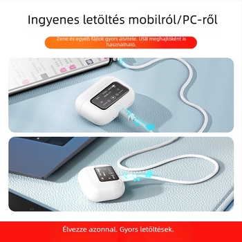 Vezeték nélküli Bluetooth fülhallgató intelligens kijelzővel és beépített memóriával, előadásokhoz, zenéhez és e-könyvekhez