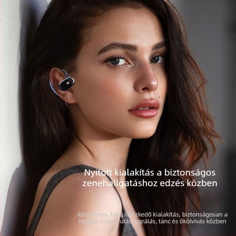 JM11 Bluetooth nyitott fülű vezeték nélküli fejhallgató, forgó fülhorgos kialakítás, digitális kijelző, sportos zajcsökkentés