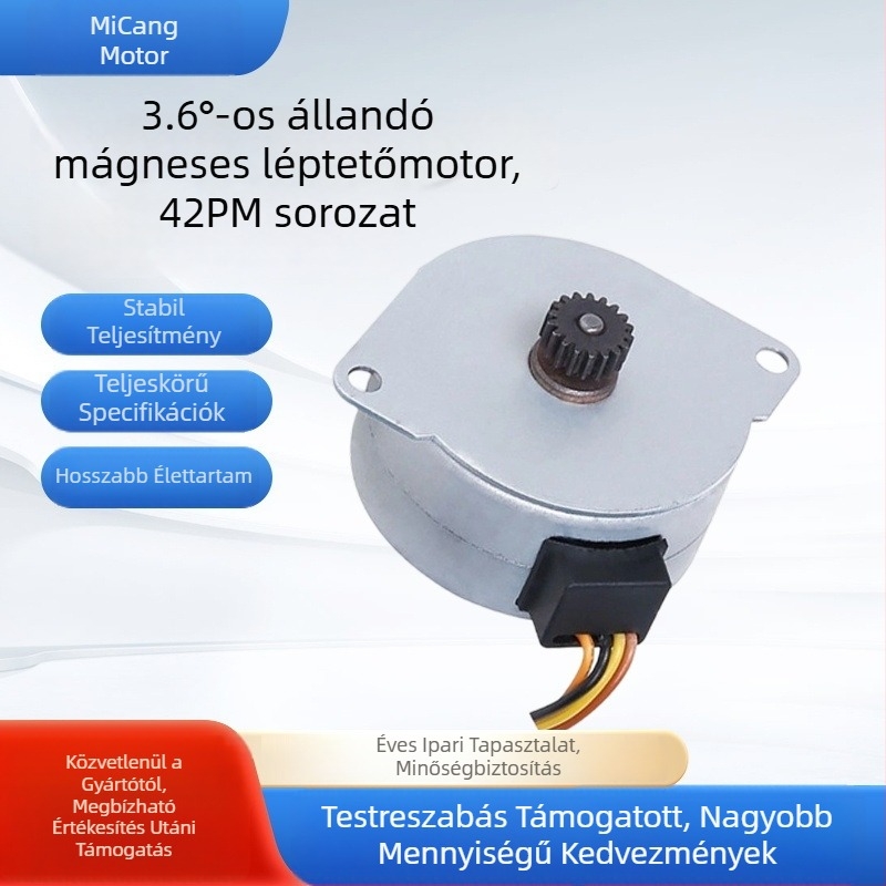 3,6° Permanens magnetos léptető motor, 42PMK sorozat, alacsony zajszintű, kompakt méret kozmetikai eszközök számára