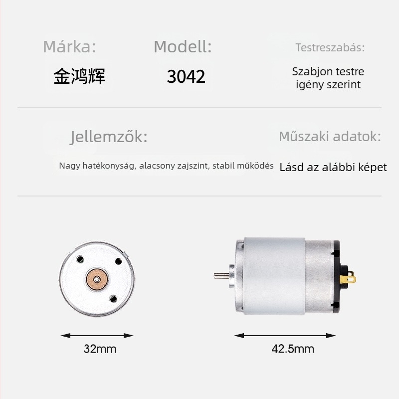 3042 mikromotor DC motor reduktorral és légpumpával – porszívóhoz és takarító robothoz