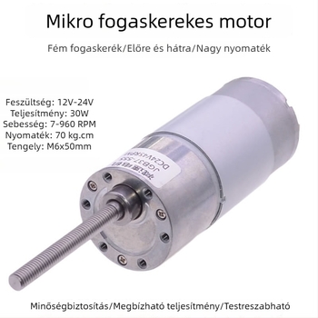 Pei Yan 555 DC motor csökkentővel, 12V/24V, állítható sebesség, hosszú tengely emelő- és csúszóasztalhoz csavarorsóval