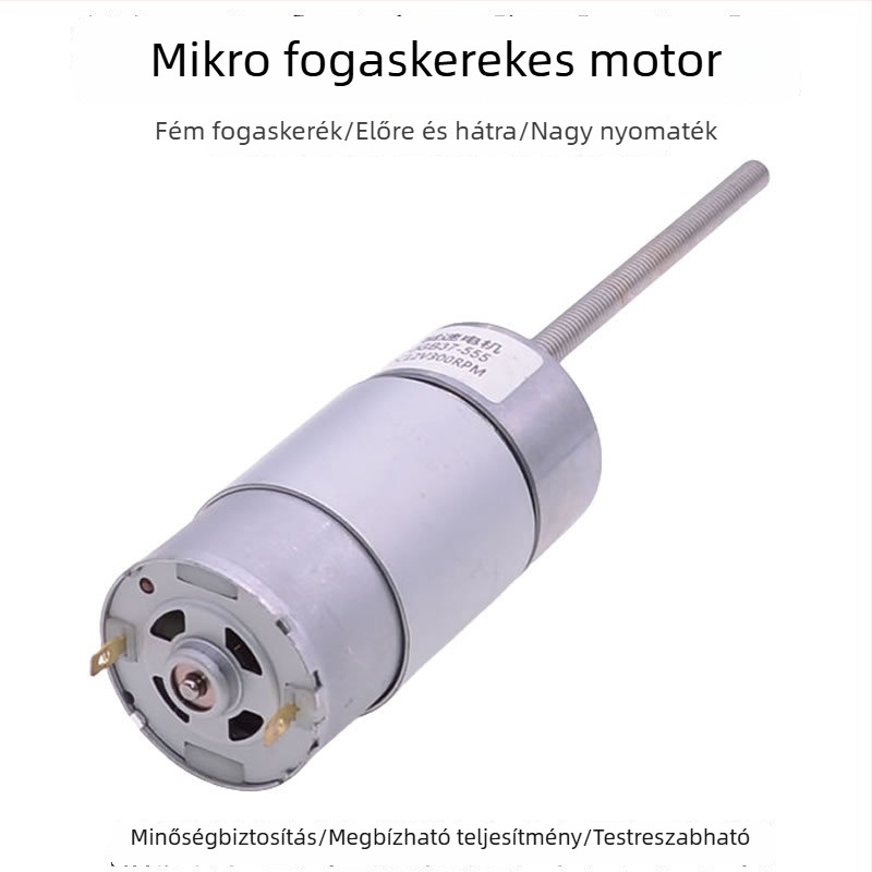 Pei Yan 555 DC motor csökkentővel, 12V/24V, állítható sebesség, hosszú tengely emelő- és csúszóasztalhoz csavarorsóval