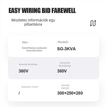 Személyre szabott PV háromfázisú száraz-típusú elszigetelés transzformátor SG-3KVA, 380V–220V