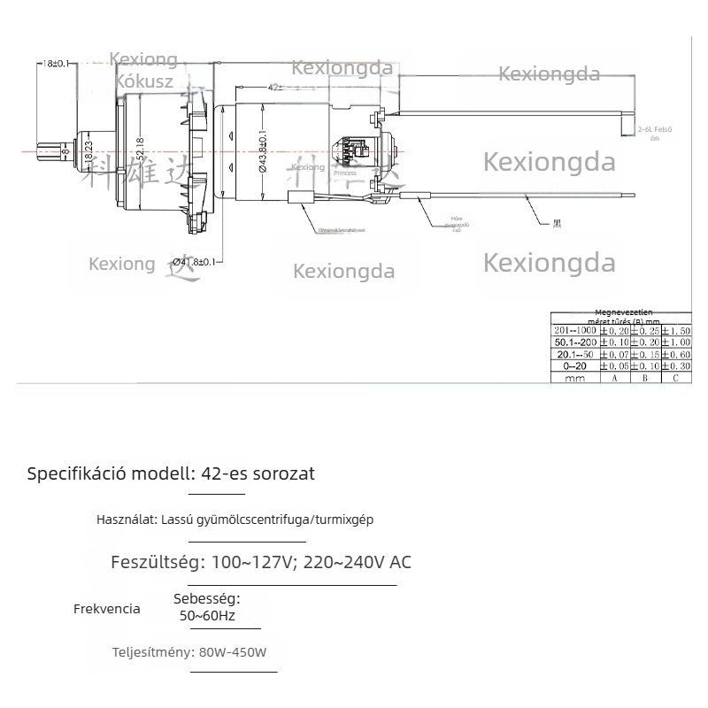 42-es sorozatú brushless DC motor hajtóművel lassú gyümölcspréshez