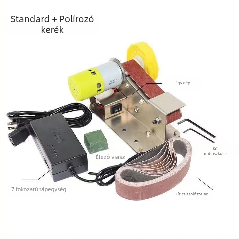 Otthoni használatra tervezett mini elektromos polírozó gép, asztali szalagcsiszoló és késélező
