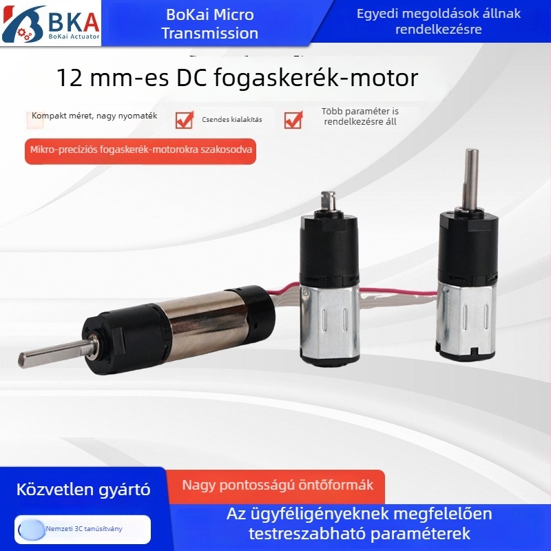 12 mm DC bolygóműves motor kozmetikai eszközökhöz, mikromotor tisztítóeszközökhöz és Water Glow Needle rendszerekhez, vezeték nélküli töltés kompatibilis