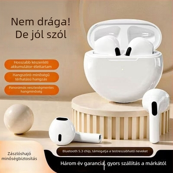 Pro6 bőr textúrájú vezeték nélküli fél-fülbe illeszkedő fülhallgató futáshoz – kiváló hangzás, Bluetooth 5.0, IPX4, 4–8 óra üzemidő