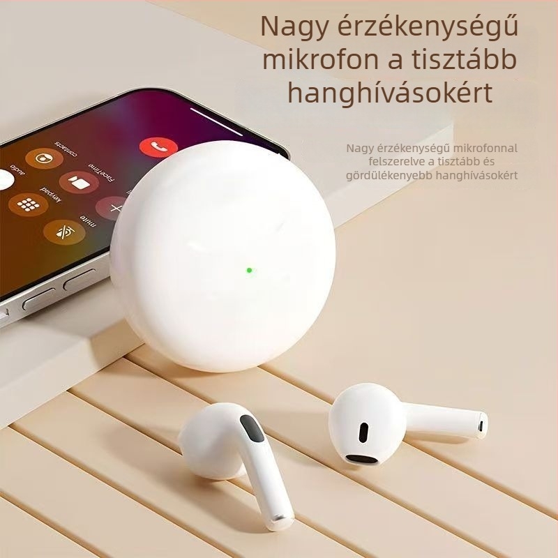 Pro6 bőr textúrájú vezeték nélküli fél-fülbe illeszkedő fülhallgató futáshoz – kiváló hangzás, Bluetooth 5.0, IPX4, 4–8 óra üzemidő
