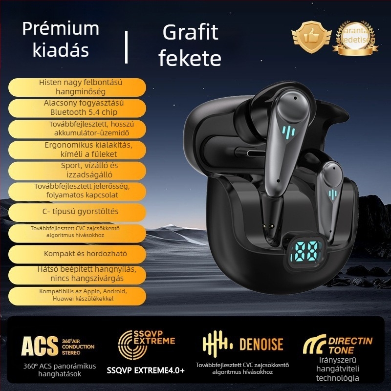YX37 Játék Bluetooth fejhallgató ANC-val, 2,4 GHz gyors kapcsolódás, ultra alacsony késleltetés, hosszú akkumulátor-üzemidő, esports fejhallgató egyedi formával