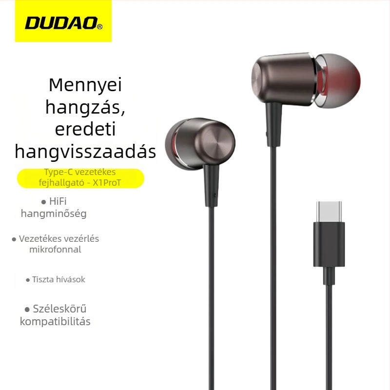 X1ProT Type-C vezetékes in-ear fülhallgató mikrofonos, kompatibil Apple, Xiaomi és Huawei eszközökkel