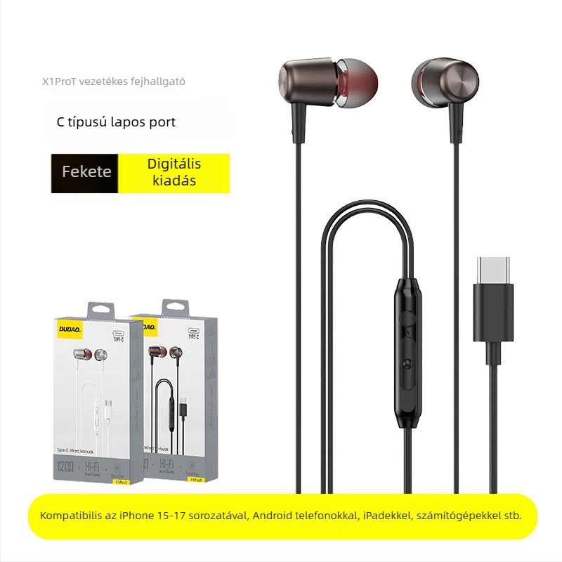 X1ProT Type-C vezetékes in-ear fülhallgató mikrofonos, kompatibil Apple, Xiaomi és Huawei eszközökkel