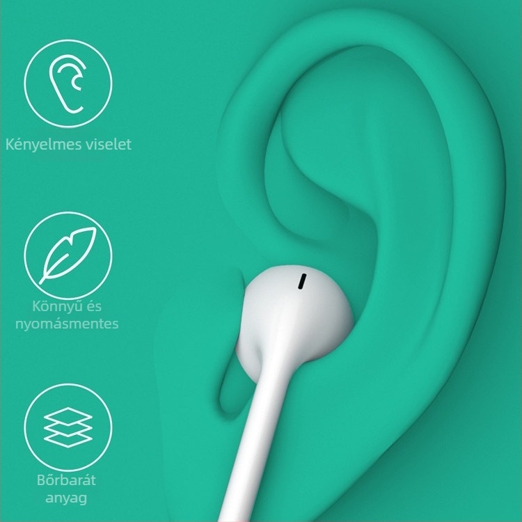 USB-C fülhallgató digitális chippel, mély basszus, vezetékes vezérlés, in-ear