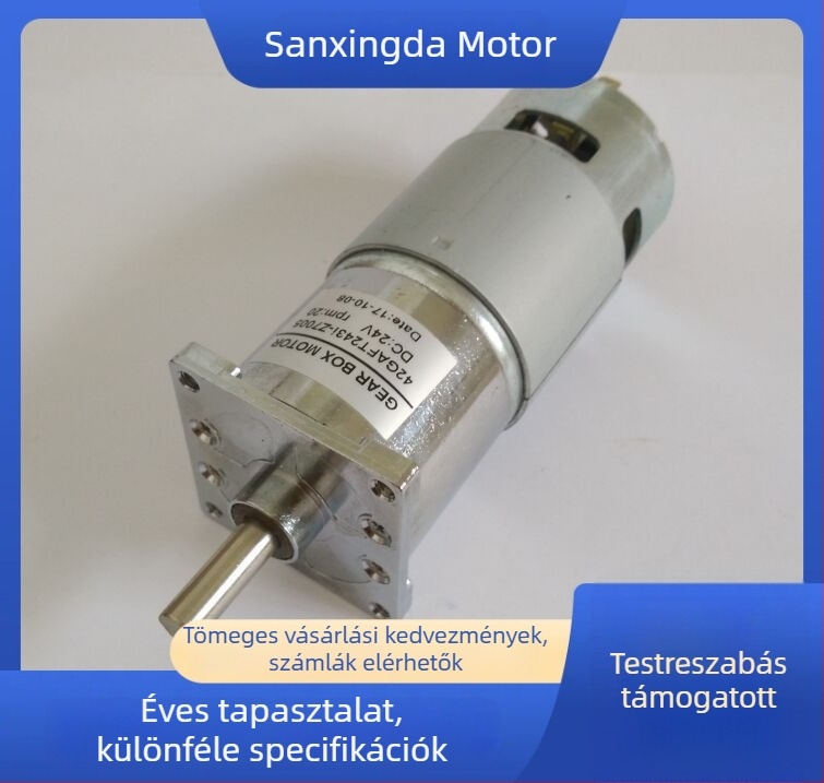 Érintkező DC mikro motor hajtóművel, modell 42GAF-775, négyszögletes fedél