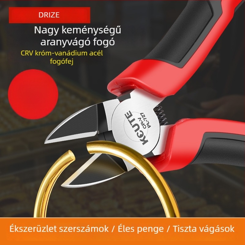 Diagonális vágófogó aranyhoz és aranyrúdhoz, nagy szilárdságú, kis méretű ékszervágó szerszám