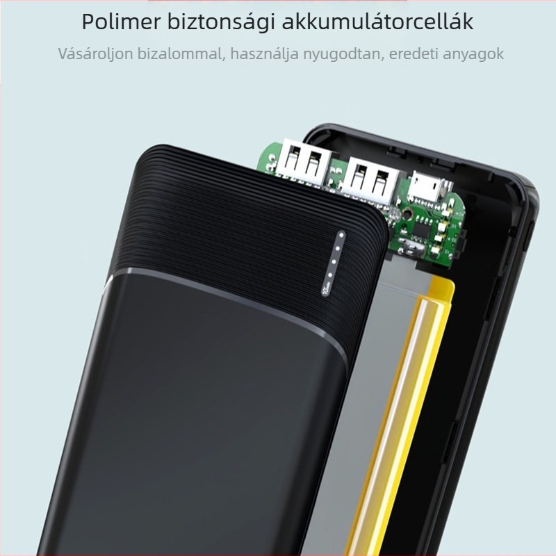A01 Két USB-portos powerbank, 10000 mAh, gyors töltés, kompakt és hordozható