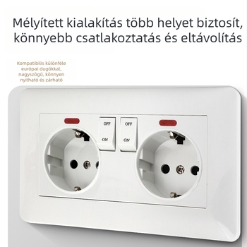146 típusú 16A fehér európai szabvány kapcsoló- és aljzatpanel, német stílusú dupla európai aljzat, falba süllyesztett szerelés