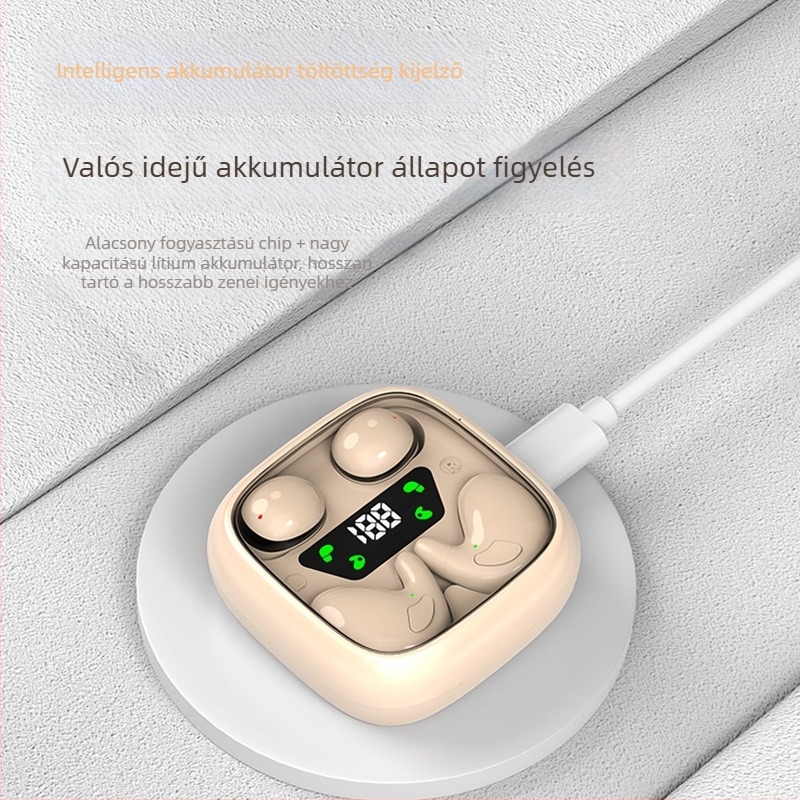 Magánmárkás kétfunkciós vezeték nélküli Bluetooth fülhallgató, ultra-kompakt, hosszú üzemidő, alvó mód, uniszex