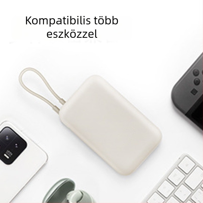 Xiaomi zsebes power bank beépített kábellel, 10000 mAh, hordozható energiaforrás vállalati ajándékhoz – testreszabható