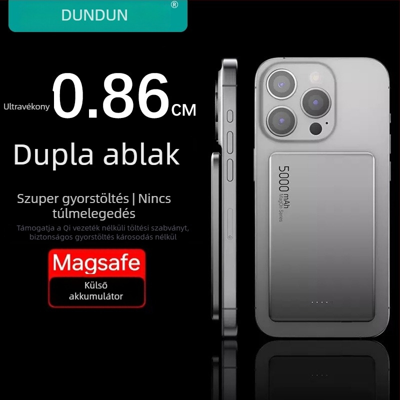 Ultra vékony mágneses vezeték nélküli Power Bank, 10000mAh, kompakt PD3.0 22,5W gyorstöltés
