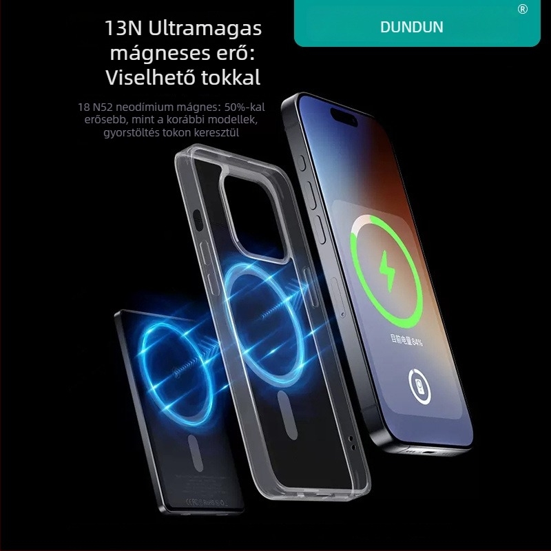 Ultra vékony mágneses vezeték nélküli Power Bank, 10000mAh, kompakt PD3.0 22,5W gyorstöltés