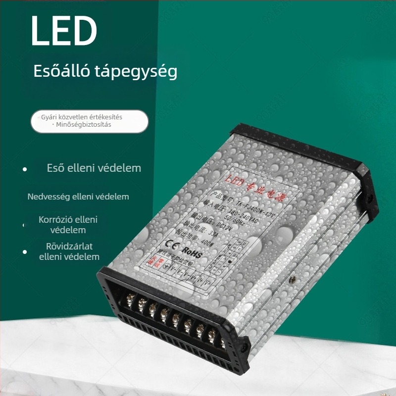 Esőálló LED-tápegység világító betűkhöz és reklámtáblához, 12V–24V, 400W–600W