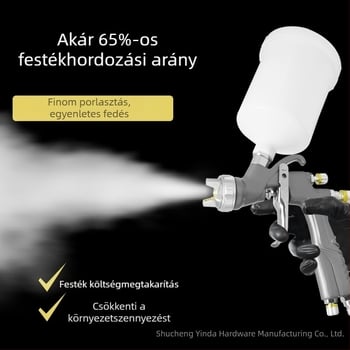 D1/A610B pneumatikus festékszívó pisztoly felső tartállyal autók és bútorok festéséhez LVL