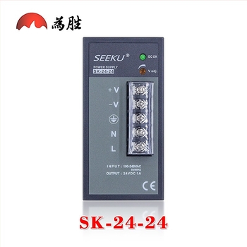 Sínre szerelt kapcsolóüzemű tápegység SK-24-24/50-24/100-24, 24/50/100 W, 1A/2.1A/4A, ipari