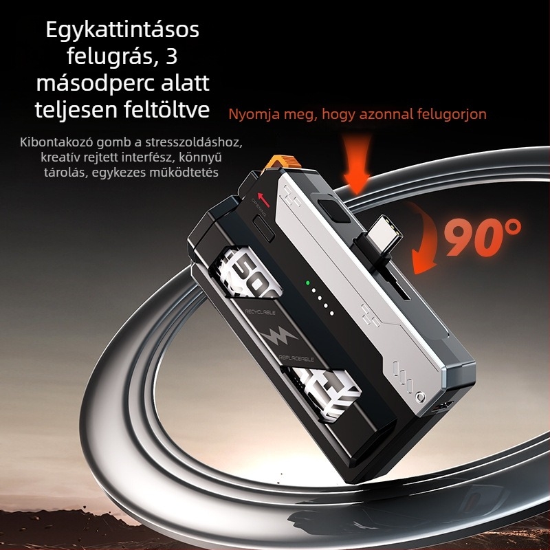 3C tanúsított repülőgépen használható taktikai power bank, kompakt, gyors töltés 5000mAh
