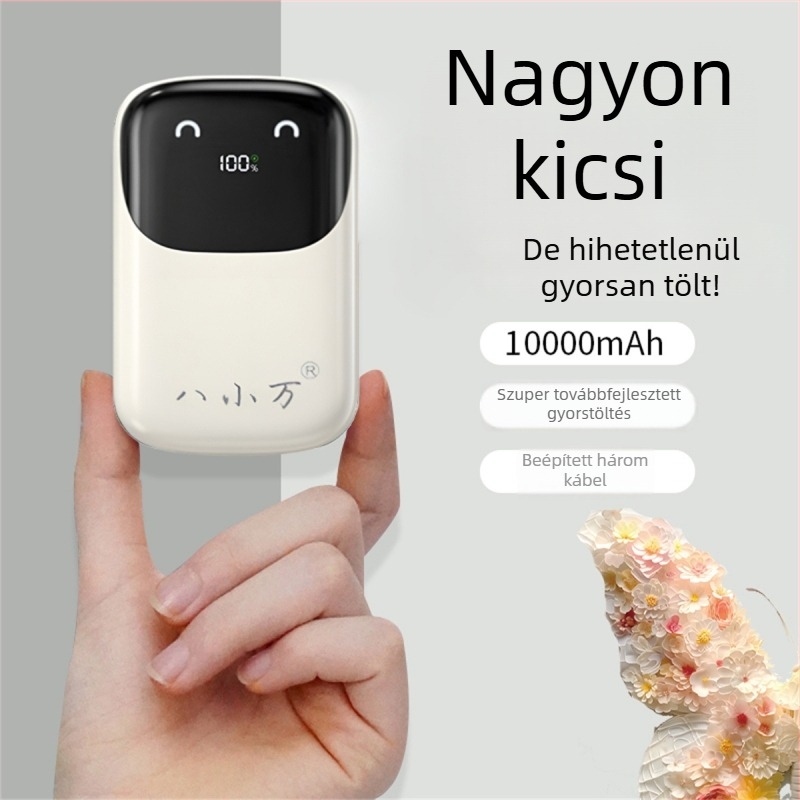 Országos 3C tanúsítványú power bank, valódi kapacitás három kábellel, 10 000/20 000 mAh, vékony és gyors töltés, vasúti és repülőgépes használatra