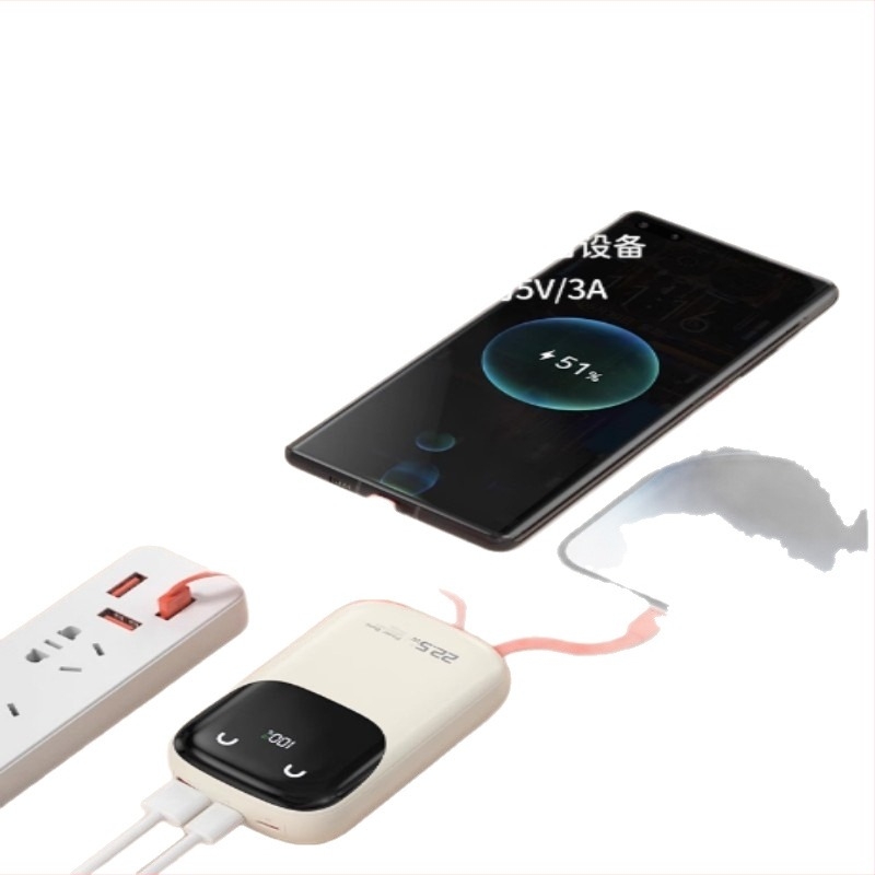 Országos 3C tanúsítványú power bank, valódi kapacitás három kábellel, 10 000/20 000 mAh, vékony és gyors töltés, vasúti és repülőgépes használatra