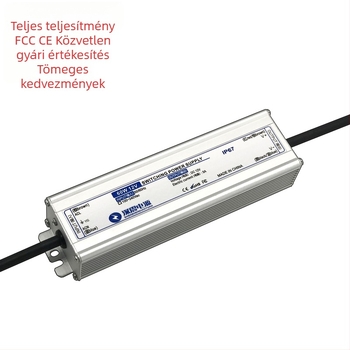 Vízálló LED-szalag tápegység, 50W, 12/24/36/48V, kapcsoló típusú, IP67, méretek 168×49×34 mm