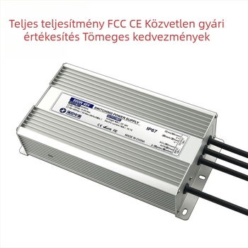 Vízálló LED-szalag tápegység, 50W, 12/24/36/48V, kapcsoló típusú, IP67, méretek 168×49×34 mm