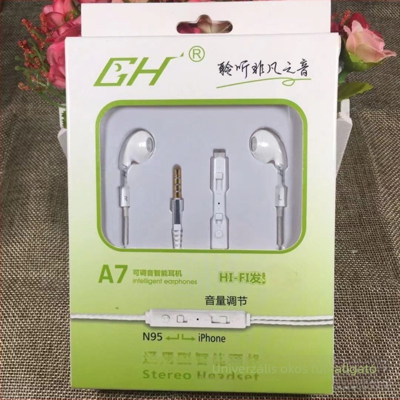 GHA7 vonalvezérelt in-ear fejhallgató, erőteljes basszus, kompatibilis Huawei, Xiaomi, Android és iPhone készülékekkel
