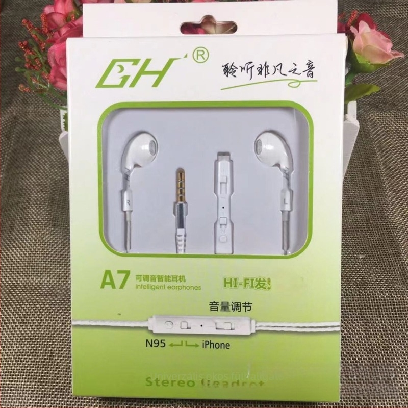 GHA7 vonalvezérelt in-ear fejhallgató, erőteljes basszus, kompatibilis Huawei, Xiaomi, Android és iPhone készülékekkel