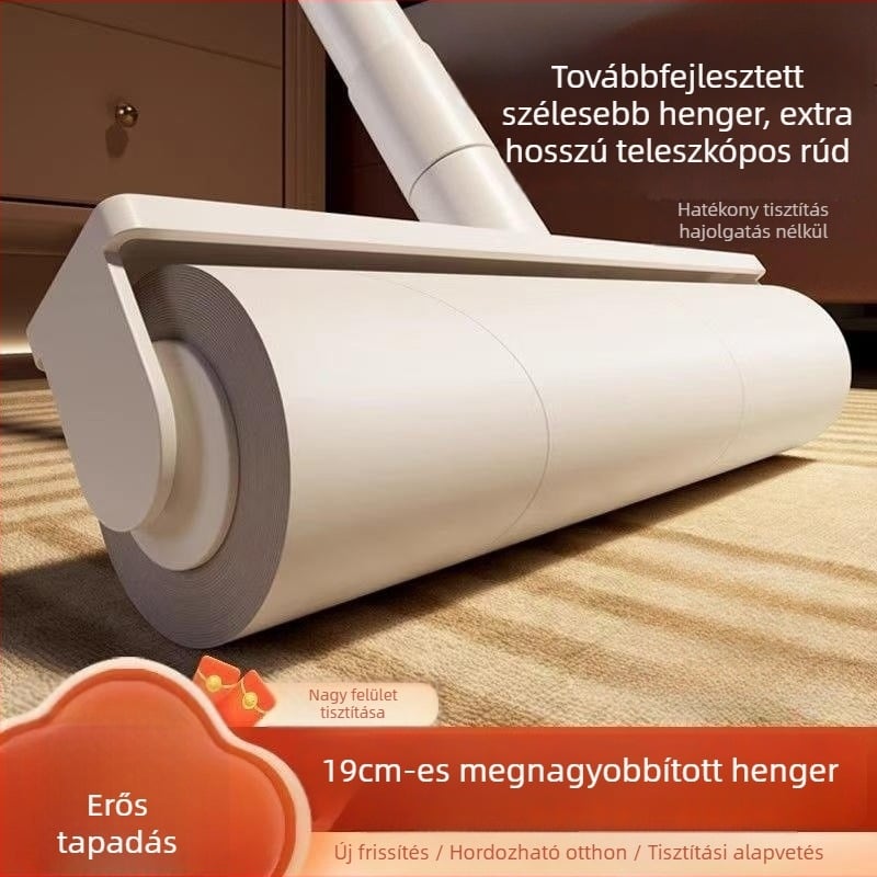 Hosszú fogantyújú tapadó roller cserélhető ragasztólapokkal macska szőr, por és szennyeződés ágyon és padlón