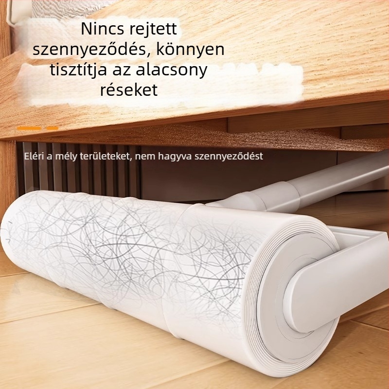 Hosszú fogantyújú tapadó roller cserélhető ragasztólapokkal macska szőr, por és szennyeződés ágyon és padlón