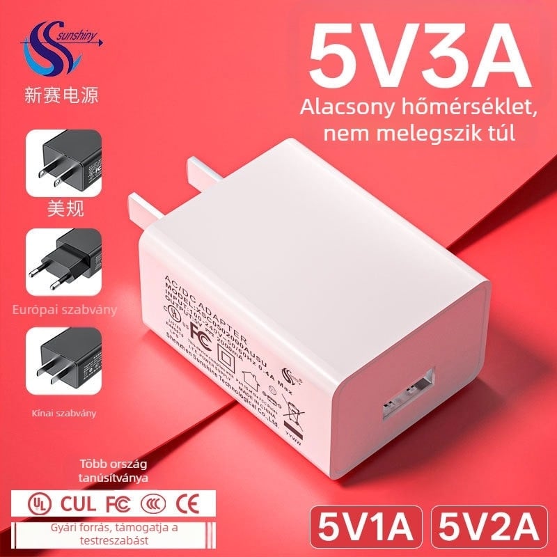 5V3A tápegység, USB töltő növénylámpához, asztali lámpához és kijelzőhöz