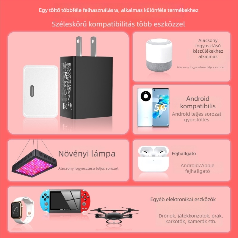 5V3A tápegység, USB töltő növénylámpához, asztali lámpához és kijelzőhöz