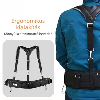 Nehéz szerszámöv vállon átívelő kivitelben, villanyszerelő öv, többfunkciós, vastított és szélesített kialakítással